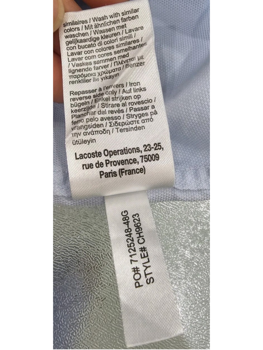 Lacoste Shirt Mens Collar Size 16 Blue, M-L Button Down Long Sleve Oxford Pocket - Picture 15 of 16